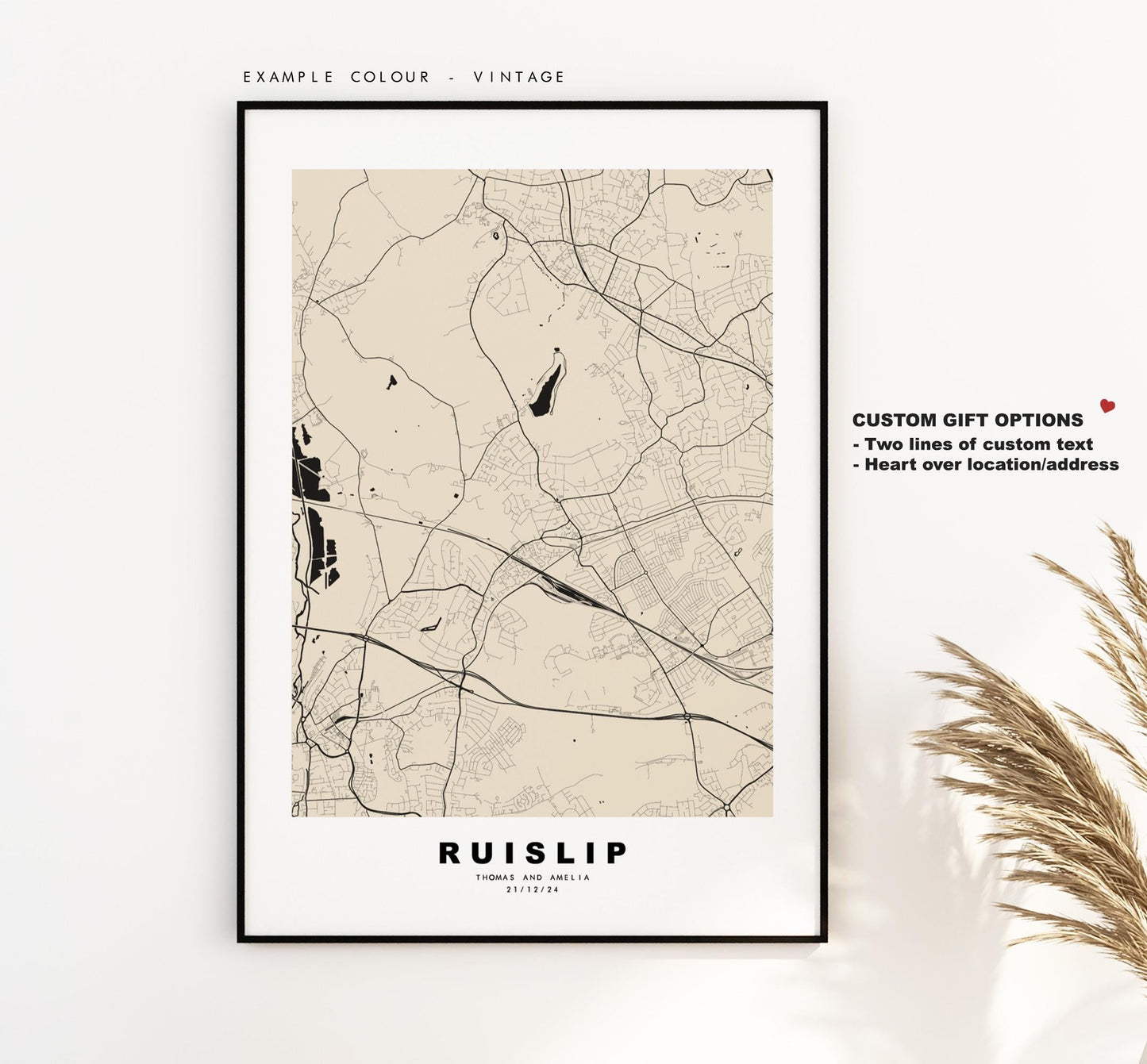 Ruislip Map Print - Minimalist City Map Poster - Map Art - UK - Ruislip Print - Ruislip, London - Different Colours Available