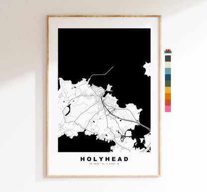 Holyhead Map Print - Minimalist City Map Poster - Map Art - Wales - UK - Holyhead Print - Holyhead Poster - Different Colours Available