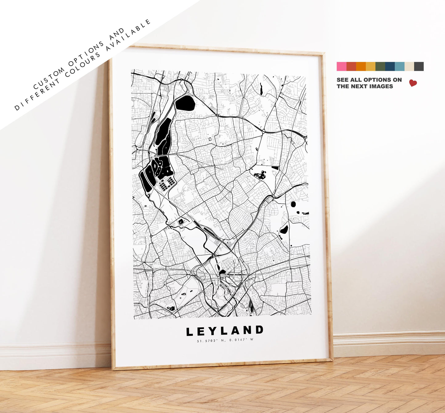 Leyton Map Print - Minimalist City Map Poster - Map Art - UK - Leyton Print - Leyton, London - Different Colours Available