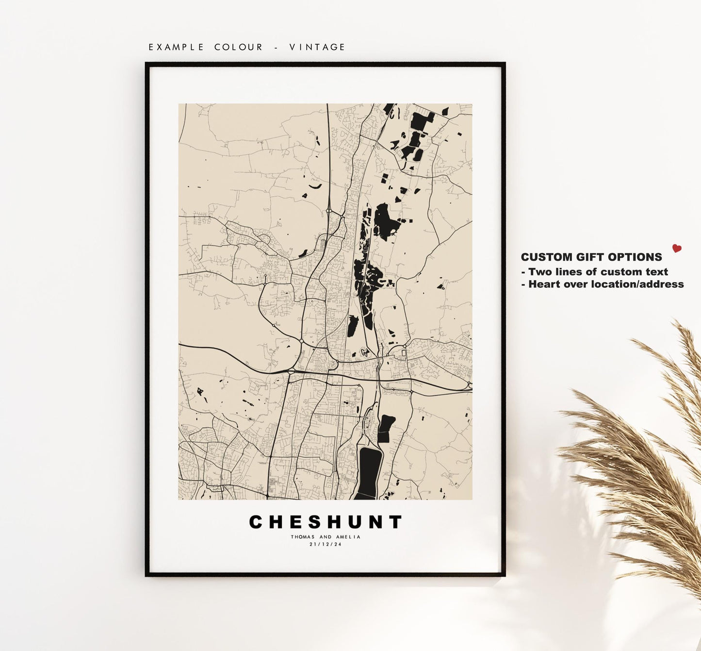 Cheshunt Map Print - Minimalist City Map Poster - Map Art - UK - Cheshunt Print - Cheshunt, Hertfordshire - Different Colours Available