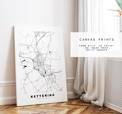 Kettering Map Print - Minimalist City Map Poster - Map Art - UK - Kettering Print - Kettering Poster - Different Colours Available
