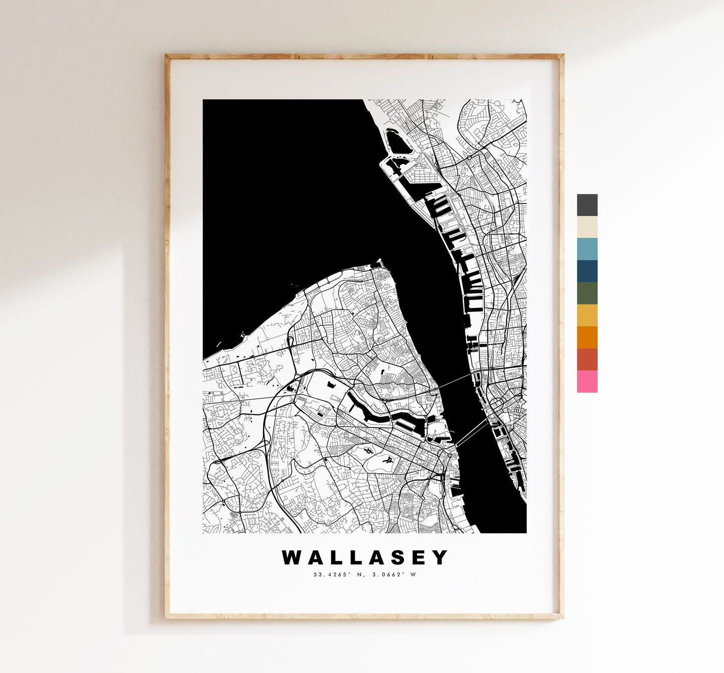 Wallasey Map Print - Minimalist City Map Poster - Map Art - UK - Wallasey Print - Wallasey Poster - Different Colours Available