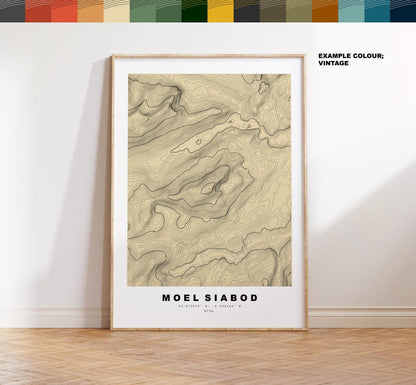Moel Siabod Print - Contour Map - Snowdonia - Wales - Topographic Map - Print - Poster - Wall Art - Moel Siabod Poster - Moelwynion Range