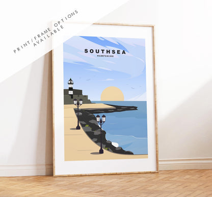 Southsea Promenade Travel Poster - Wall Art Print - Southsea and Portsmouth Travel Posters - Prints or Framed Prints
