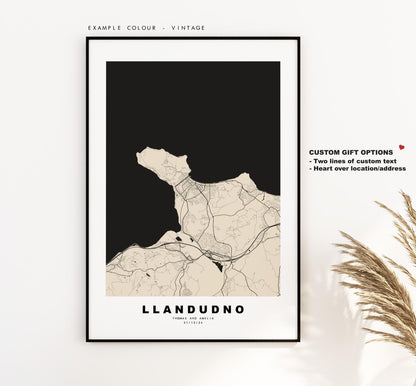 Llandudno Map Print - Minimalist City Map Poster - Map Art - Wales - UK - Llandudno Print - Llandudno Poster - Different Colours Available