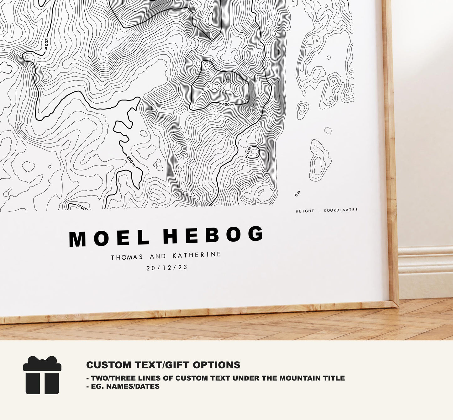 Moel Hebog Print - Contour Map - Snowdonia - Wales - Topographic Map - Print - Poster - Wall Art - Moel Hebog Poster - Bare Hill of the Hawk