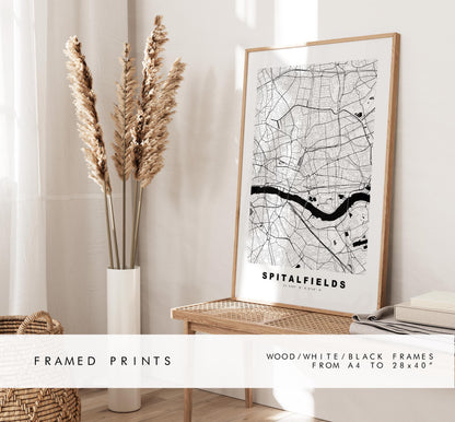 Spitalfields Map Print - Minimalist City Map Poster - Map Art - UK - Spitalfields Print - Spitalfields, London - Different Colours Available