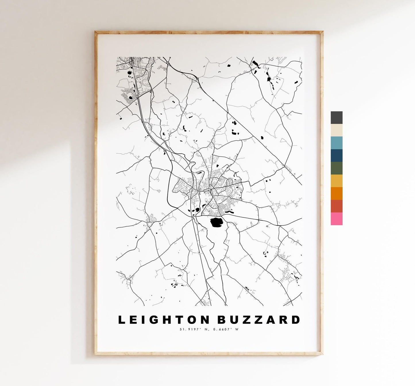 Leighton Buzzard Map Print - Minimalist City Map Poster - Map Art - UK - Leighton Buzzard Print - Bedfordshire- Different Colours Available