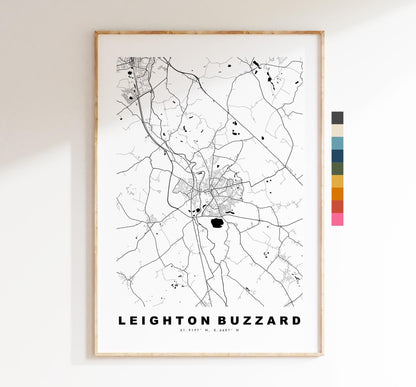 Leighton Buzzard Map Print - Minimalist City Map Poster - Map Art - UK - Leighton Buzzard Print - Bedfordshire- Different Colours Available