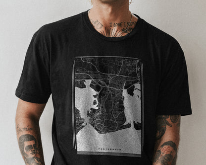 Portsmouth Map Tee - Available on White/Grey/Black T-Shirts