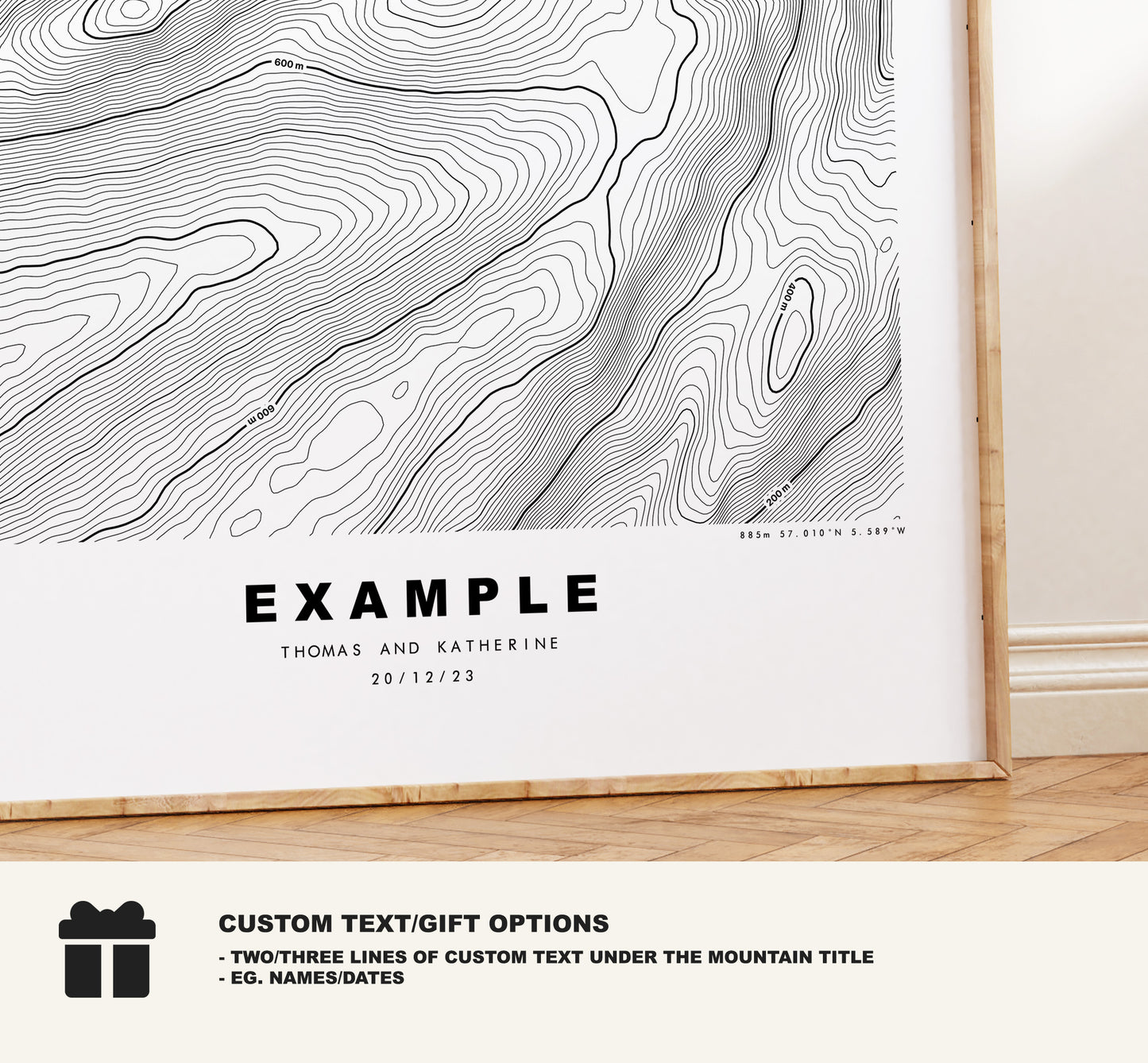 Custom Contour Map - Any Mountain/Peak, Any Country - Different Colours Available