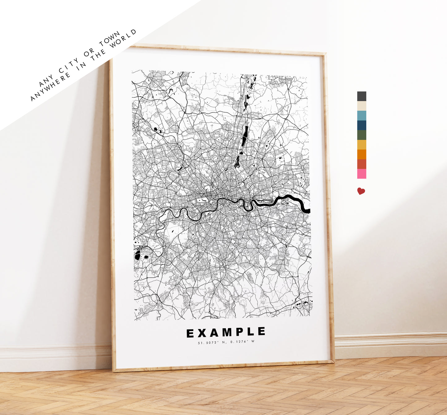 Custom Map Print - Any City or Town -  Minimalist City Map Poster - Map Wall Art - Different Colours Available