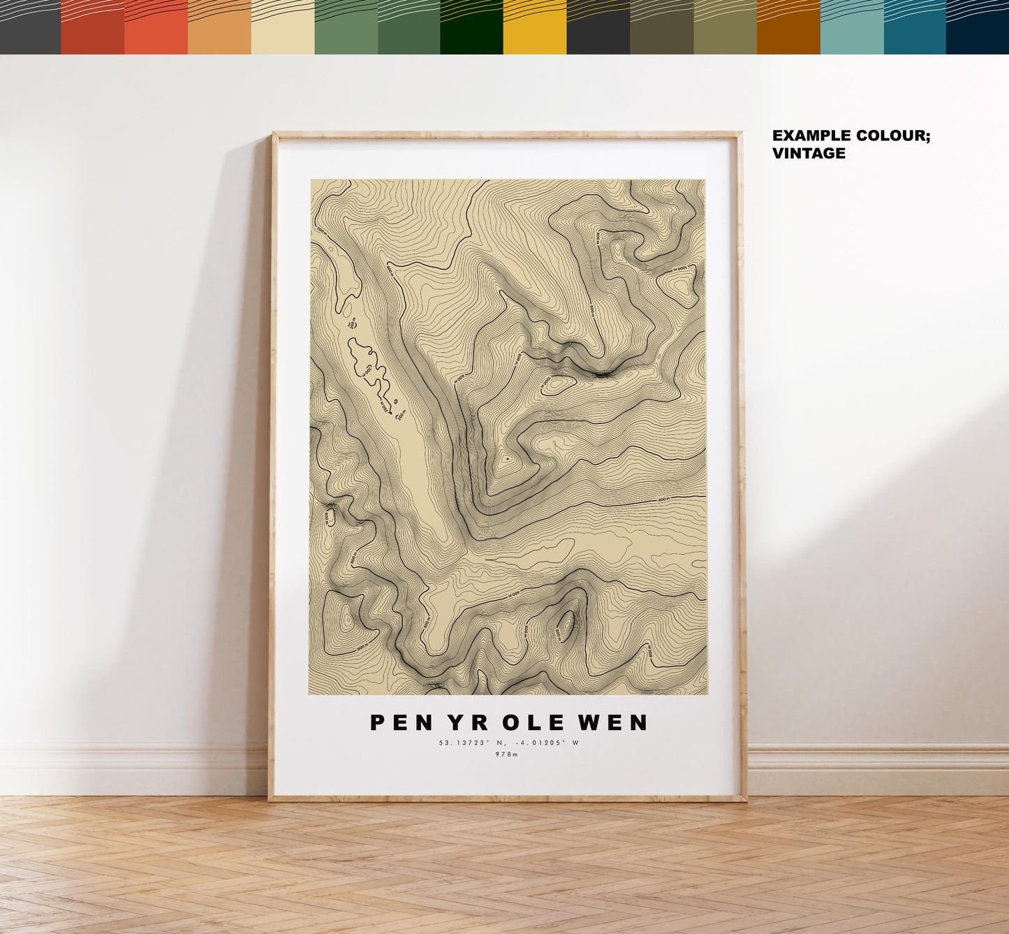 Pen Yr Ole Wen Print - Contour Map - Snowdonia - Wales - Topographic Map - Print - Poster - Wall Art - Pen Yr Ole Wen Poster - Topography