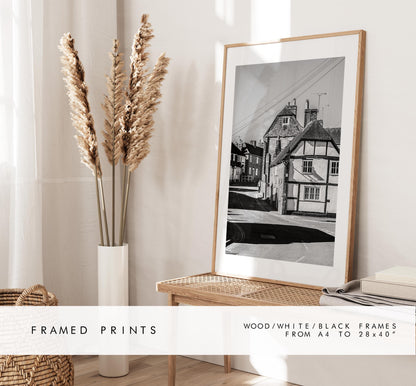 Wickham Photography Print - Hampshire Photography Prints - Wall Art -  Frame and Canvas Options - Portrait  - UK - Black and White