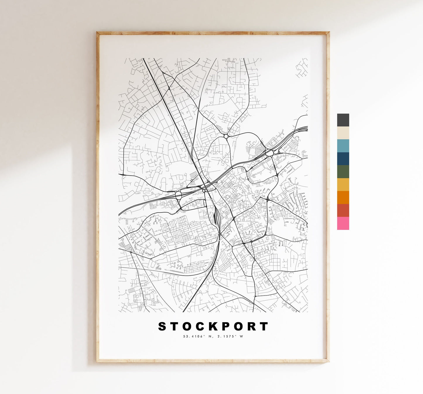 Stockport Map Print - Minimalist City Map Poster - Map Art - UK - Stockport Print - Stockport Poster - Different Colours Available