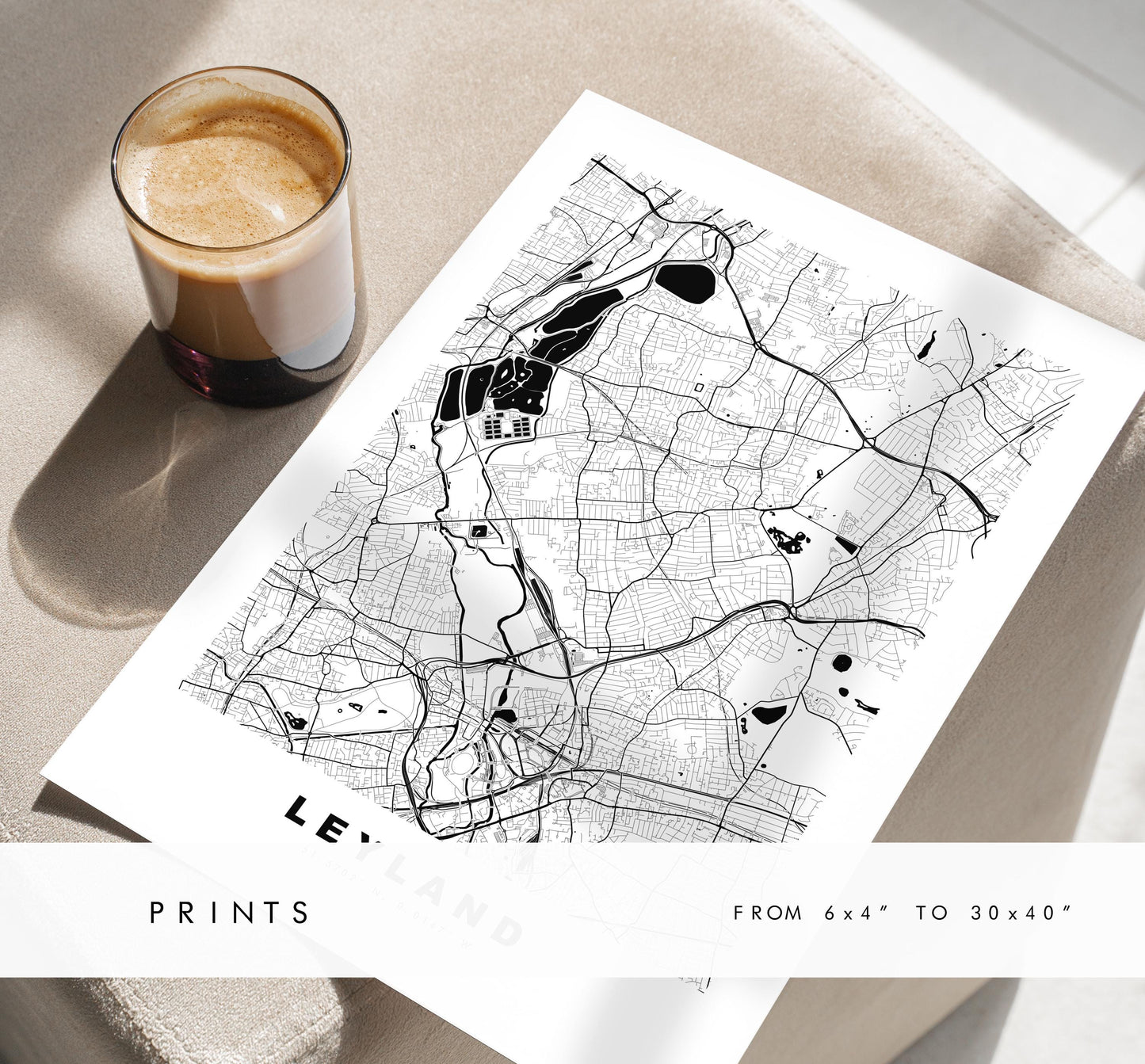 Leyton Map Print - Minimalist City Map Poster - Map Art - UK - Leyton Print - Leyton, London - Different Colours Available