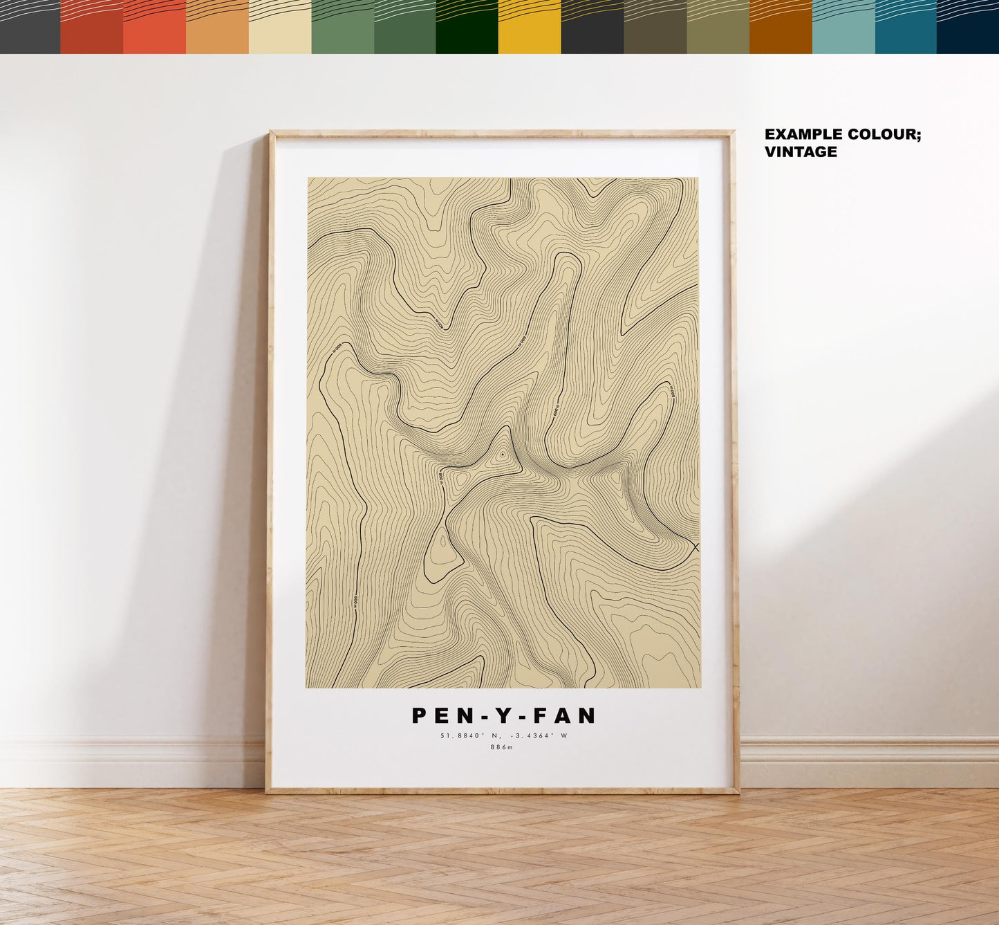 Pen-y-Fan Print - Contour Map - Pen-y-Fan Brecon Beacons - Wales - Topographic Map - Wall Art - Welsh Three Peak Challenge - Topography