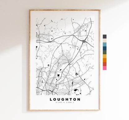 Loughton Map Print - Minimalist City Map Poster - Map Art - UK - Loughton Print - Loughton, Essex - Different Colours Available