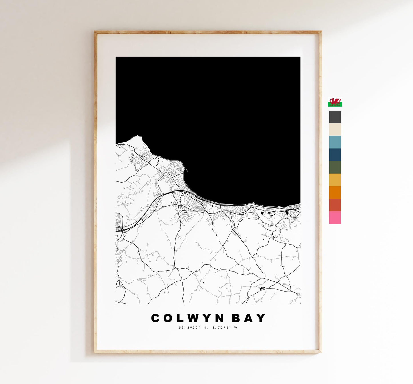Colwyn Bay Map Print - Minimalist City Map Poster - Map Art - Wales - UK - Colwyn Bay Print - Colwyn Bay Poster - Different Colours Available