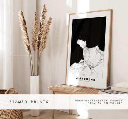 Llandudno Map Print - Minimalist City Map Poster - Map Art - Wales - UK - Llandudno Print - Llandudno Poster - Different Colours Available