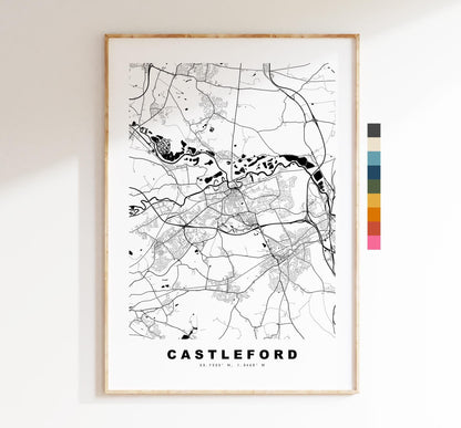 Castleford Map Print - Minimalist City Map Poster - Map Art - UK - Castleford Print - West Yorkshire - Different Colours Available