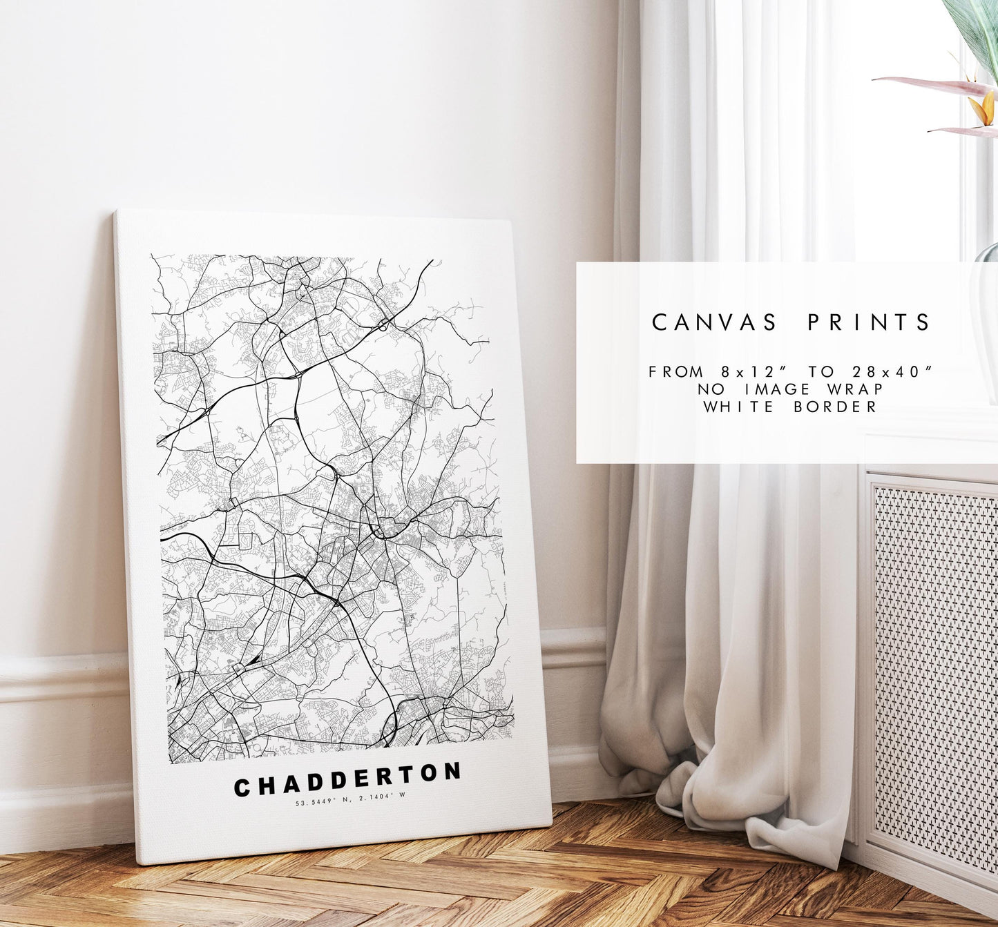 Chadderton Map Print - Minimalist City Map Poster - Map Art - UK - Chadderton Print - Chadderton, Manchester - Different Colours Available
