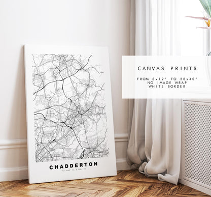 Chadderton Map Print - Minimalist City Map Poster - Map Art - UK - Chadderton Print - Chadderton, Manchester - Different Colours Available