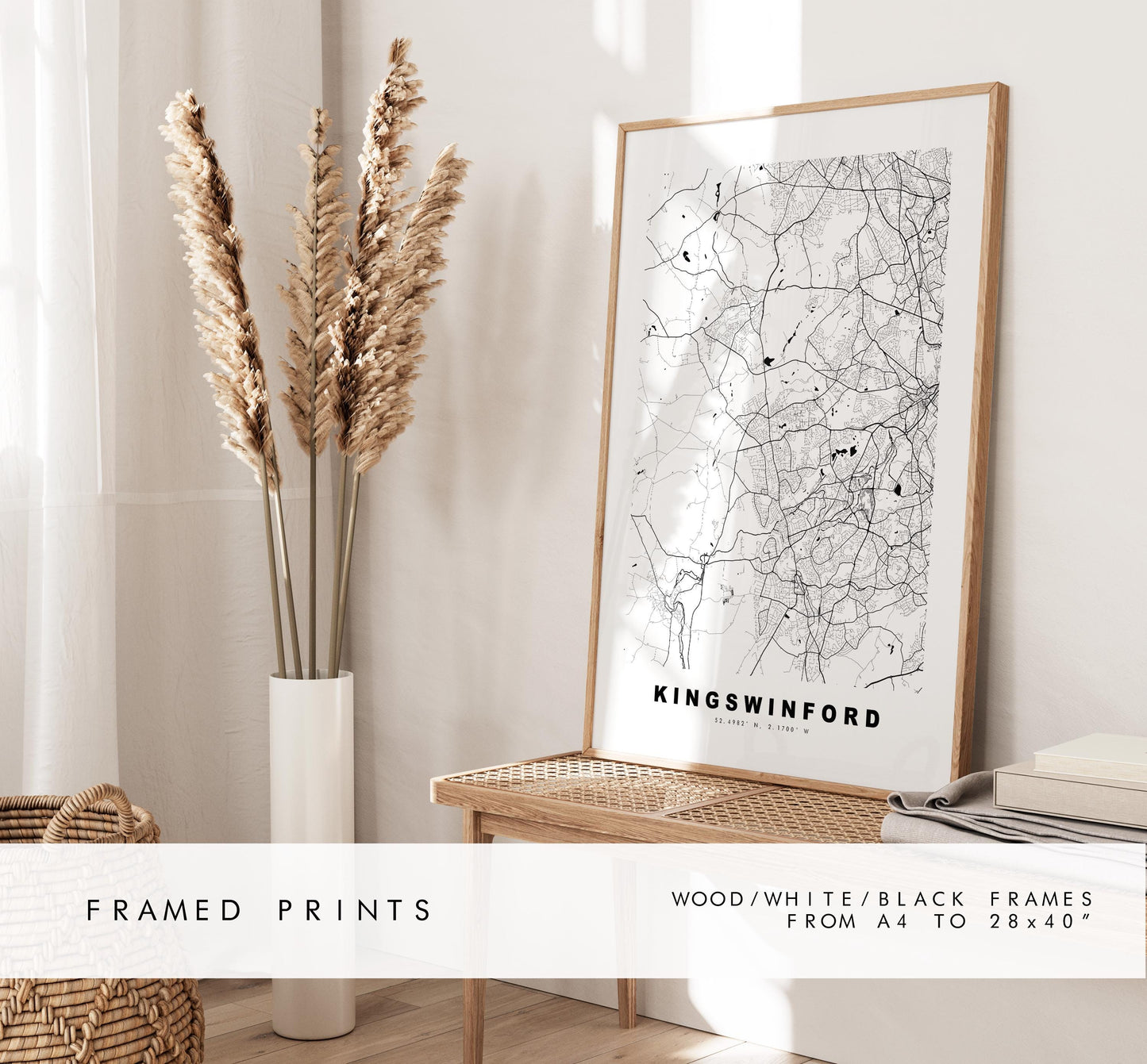 Kingswinford Map Print - Minimalist City Map Poster - Map Art - UK - Kingswinford Print - West Midlands - Different Colours Available