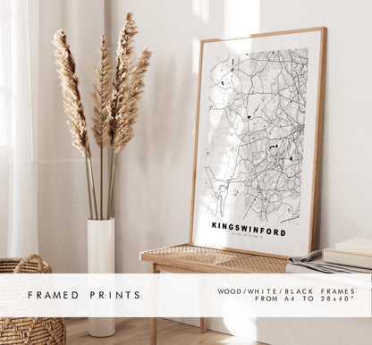 Kingswinford Map Print - Minimalist City Map Poster - Map Art - UK - Kingswinford Print - West Midlands - Different Colours Available