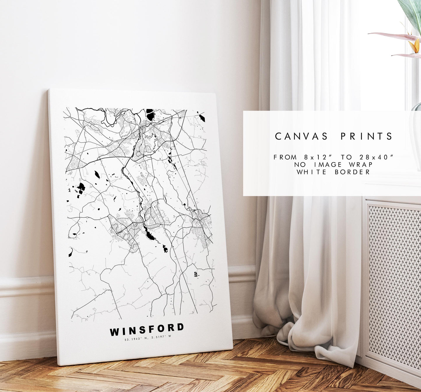 Winsford Map Print - Minimalist City Map Poster - Map Art - UK - Winsford Print - Winsford, Cheshire - Different Colours Available