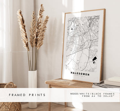 Halesowen Map Print - Minimalist City Map Poster - Map Art - UK - Halesowen Print - Halesowen Poster - Different Colours Available