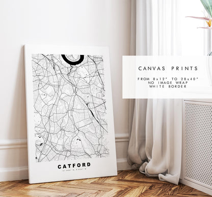Catford Map Print - Minimalist City Map Poster - Map Art - UK - Catford Print - Catford, London - Different Colours Available