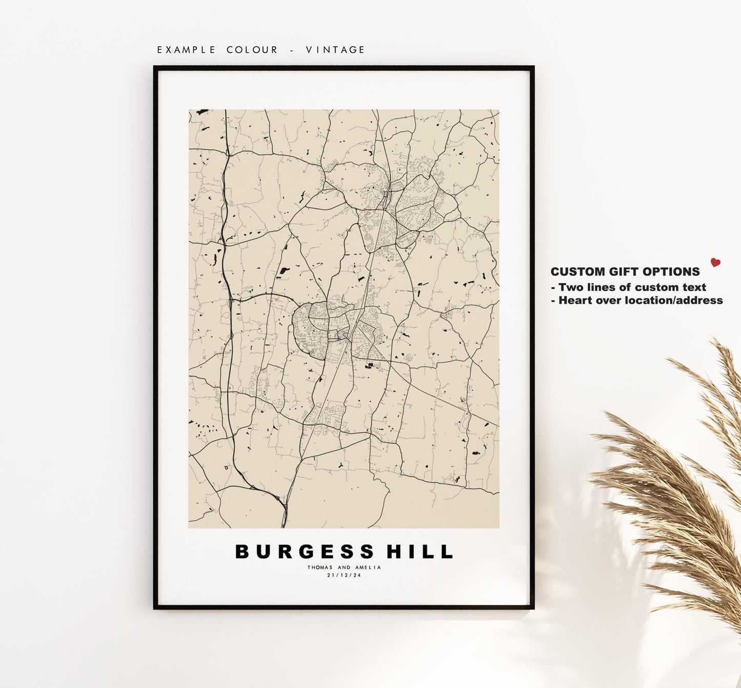 Burgess Hill Map Print - Minimalist City Map Poster - Map Art - UK - Burgess Hill Print - West Sussex - Different Colours Available