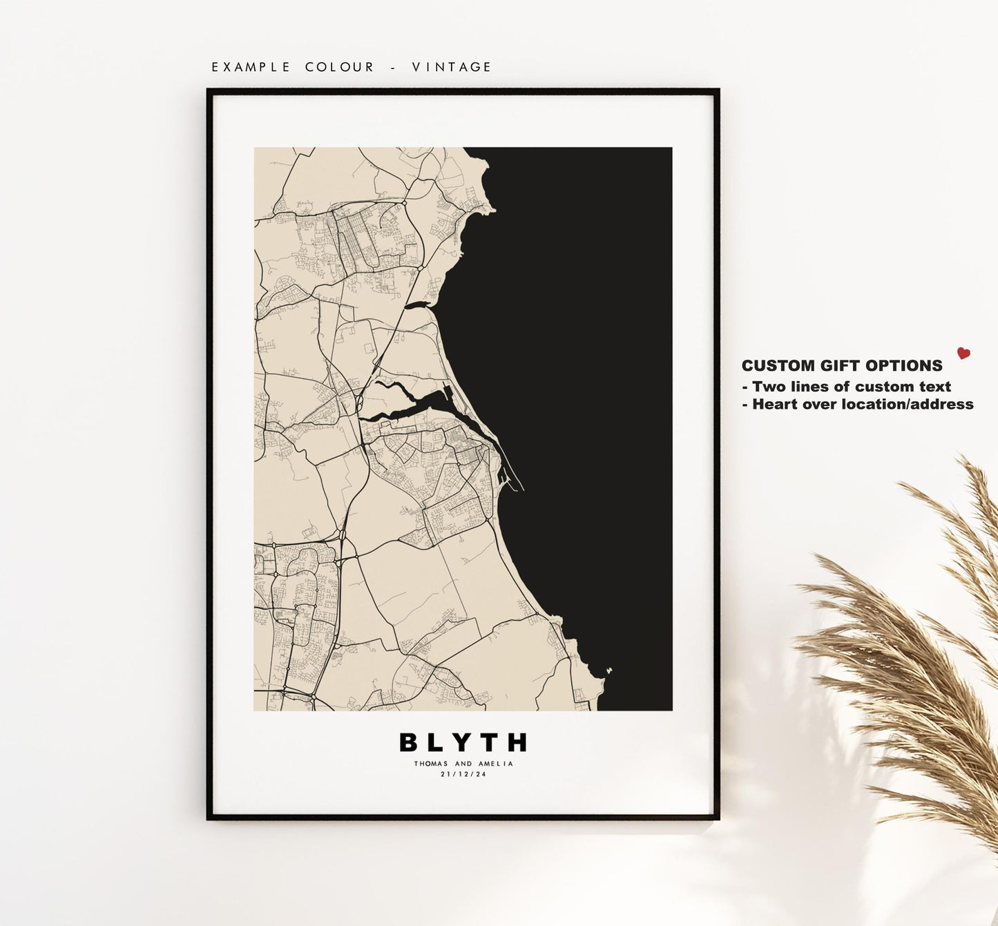 Blyth Map Print - Minimalist City Map Poster - Map Art - UK - Blyth Print - Blyth, Northumberland - Different Colours Available