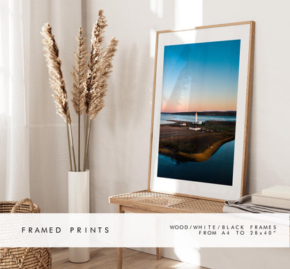 Hurst Point Lighthouse Sunset Photography Print - Hampshire Photography Prints - Wall Art -  Frame and Canvas Options - Portrait  - UK