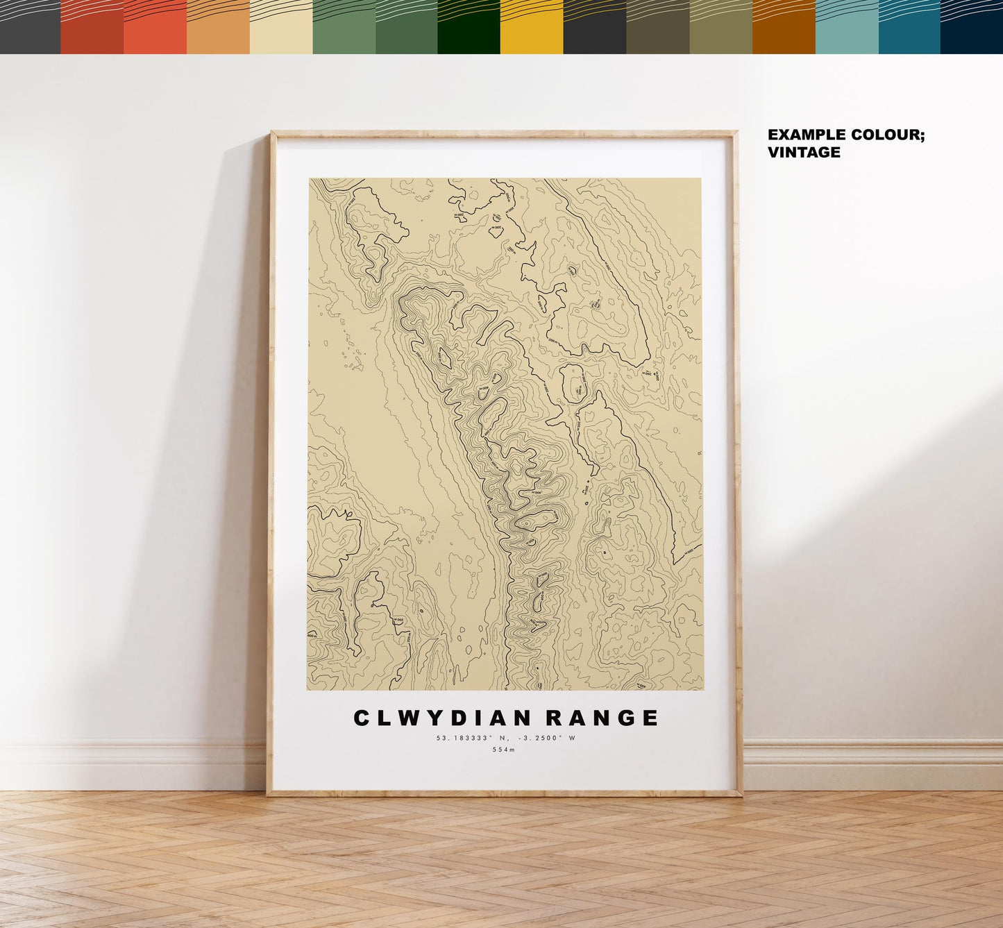 Clwydian Range Map Print - Contour Map - Topographic Map - Clwyds - Clwydian Hills - Bryniau Clwyd - Moel Famau - Wales
