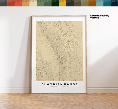 Clwydian Range Map Print - Contour Map - Topographic Map - Clwyds - Clwydian Hills - Bryniau Clwyd - Moel Famau - Wales