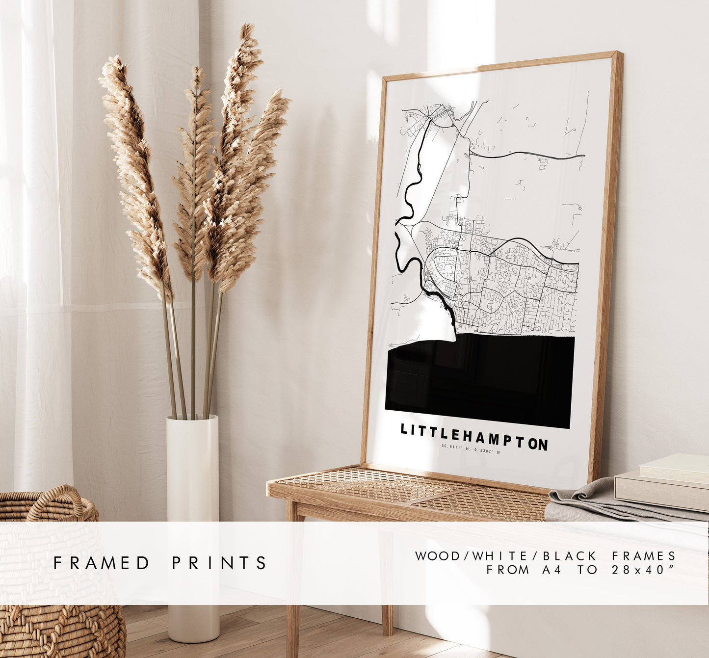 Littlehampton Map Print - Minimalist City Map Poster - Map Art - UK - Littlehampton - Littlehampton Poster - Different Colours Available