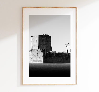 Portchester Castle Photography Print - Hampshire Photography Prints - Wall Art -  Frame and Canvas Options - Black and White - Portrait - UK