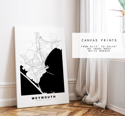 Weymouth Map Print - Minimalist City Map Poster - Map Art - UK - Weymouth Print - Weymouth Poster - Different Colours Available