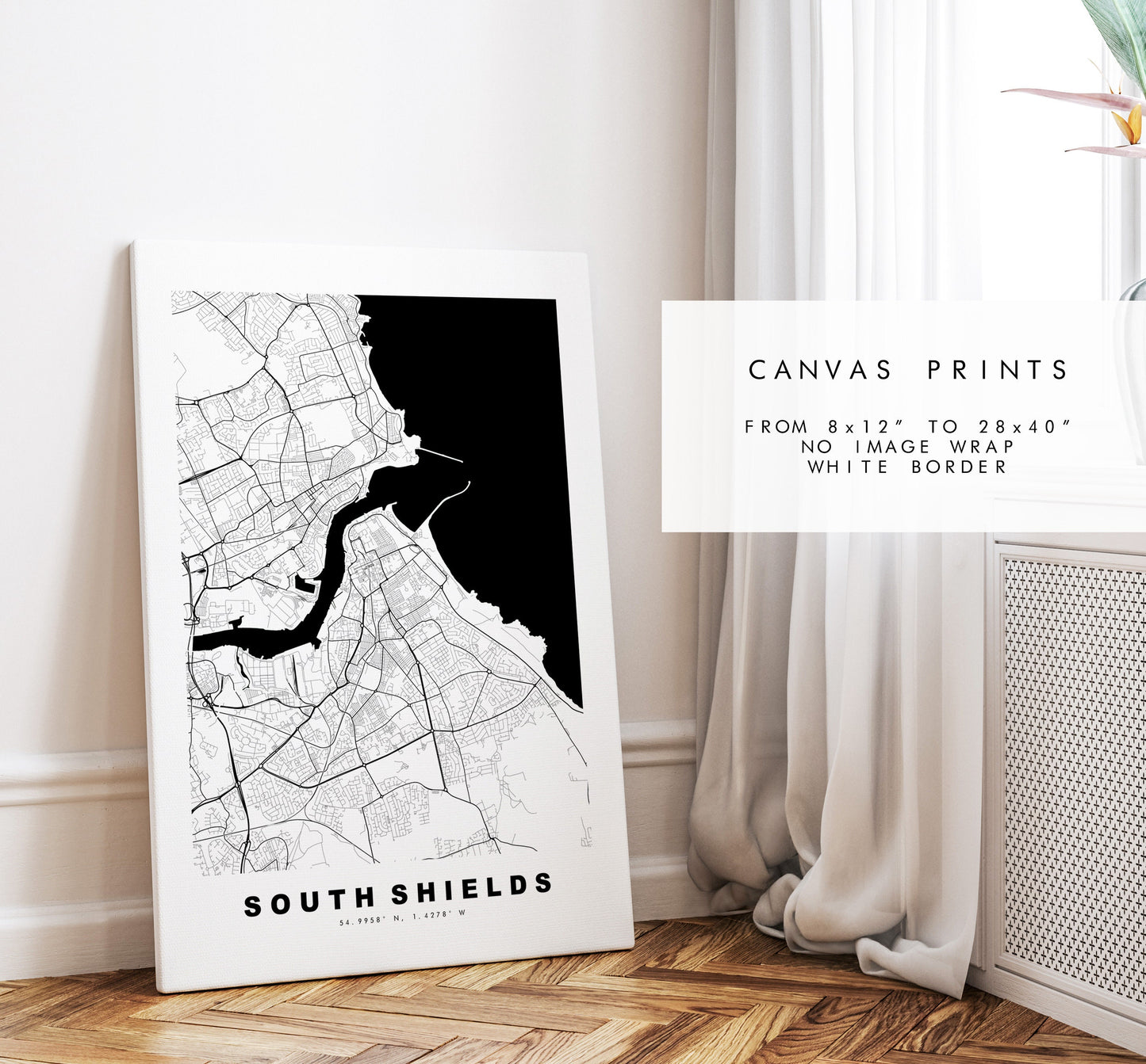 South Shields Map Print - Minimalist City Map Poster - Map Art - UK - South Shields Print - South Shields - Different Colours Available