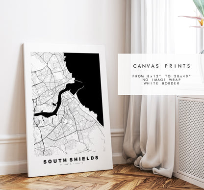 South Shields Map Print - Minimalist City Map Poster - Map Art - UK - South Shields Print - South Shields - Different Colours Available
