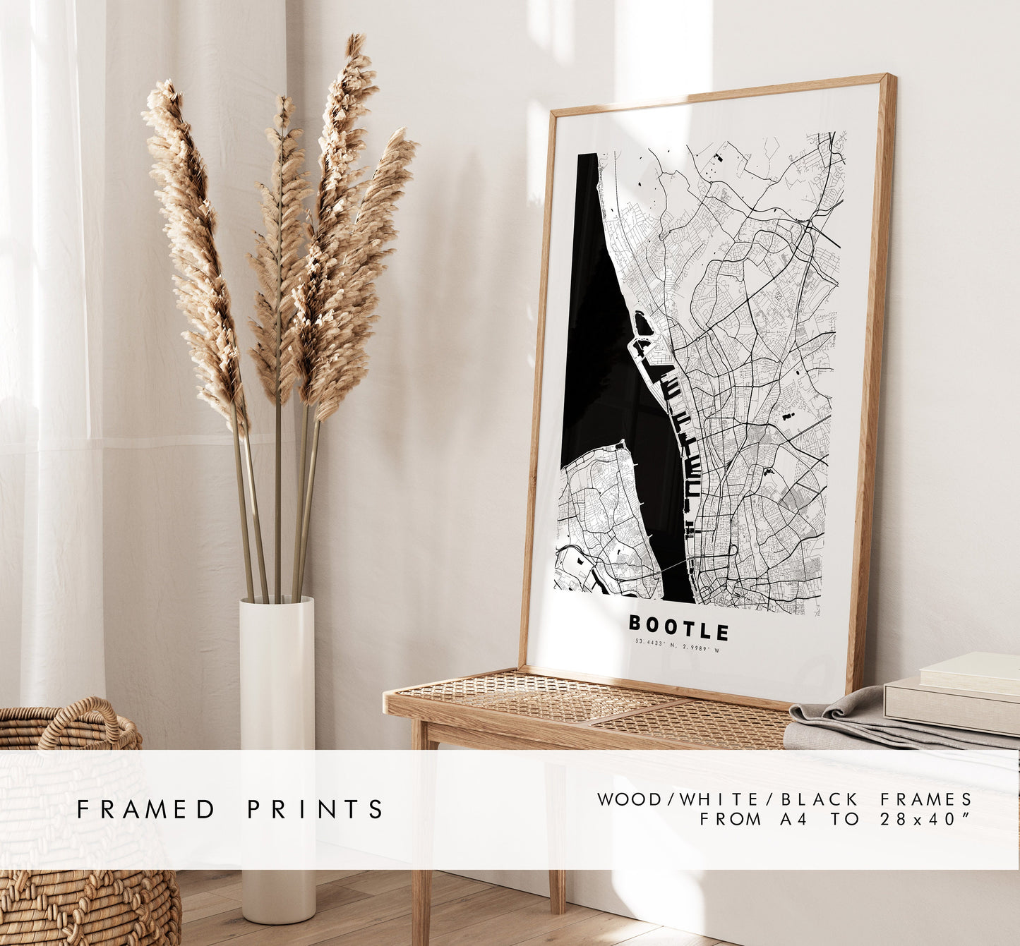 Bootle Map Print - Minimalist City Map Poster - Map Art - UK - Bootle Print - Bootle Poster - Different Colours Available
