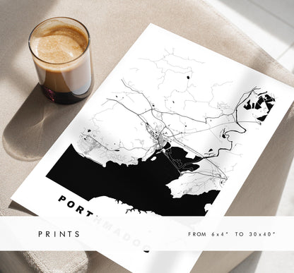 Porthmadog Map Print - Minimalist City Map Poster - Map Art - Wales - UK - Porthmadog Print - Porthmadog Poster - Different Colours Available
