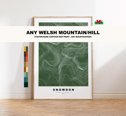 Custom Welsh Mountain Print - Any Location - Contour Print - Wales - Welsh Mountains - Map Poster - Contour Map - Topography - Topography