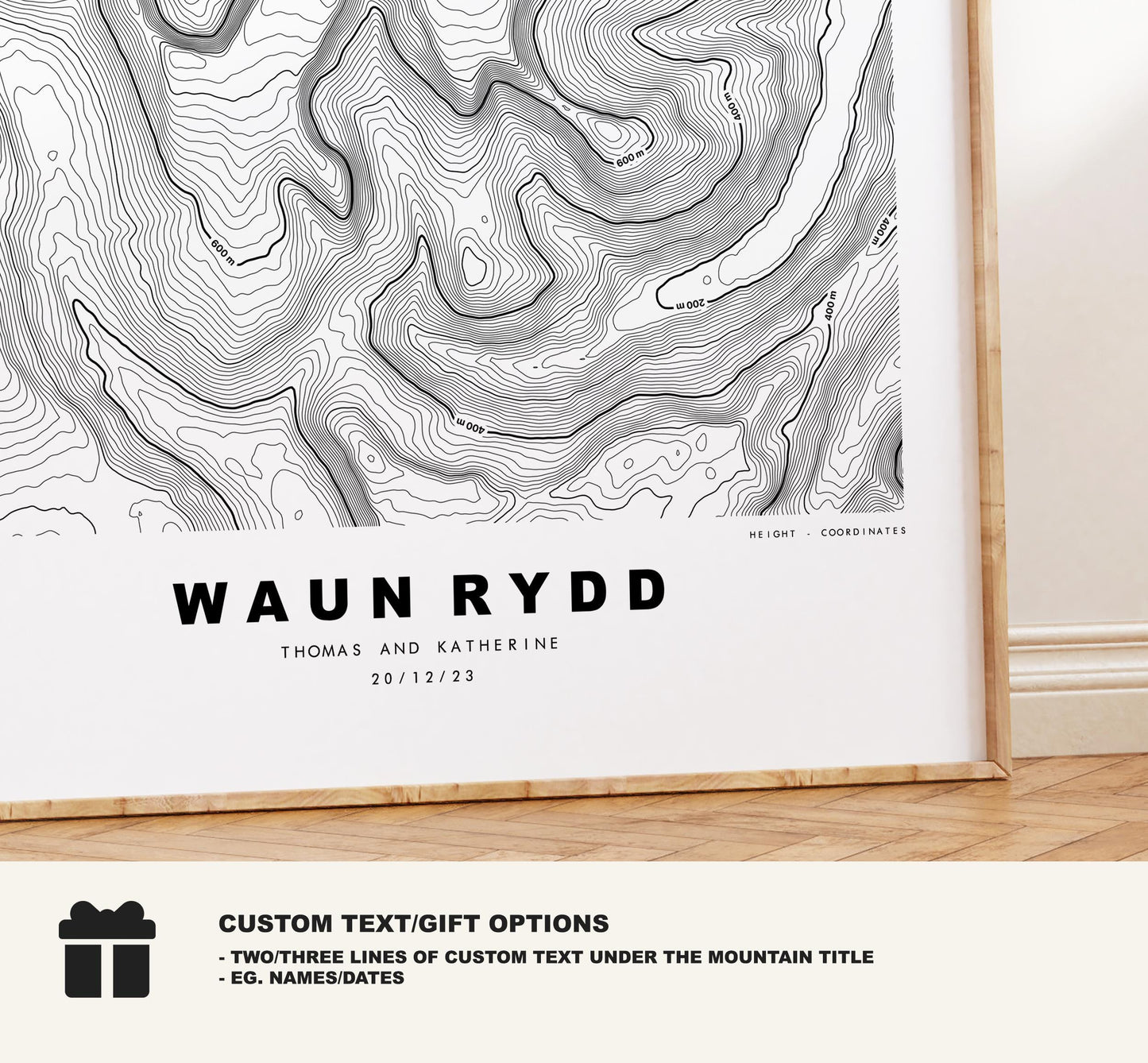 Waun Rydd Print - Contour Map - Brecon Beacons - Wales - Topographic Map - Print - Poster - Wall Art - Waun Rydd Poster - Map Print