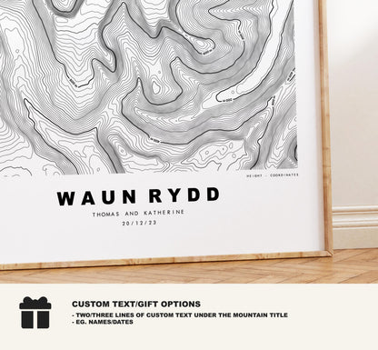 Waun Rydd Print - Contour Map - Brecon Beacons - Wales - Topographic Map - Print - Poster - Wall Art - Waun Rydd Poster - Map Print