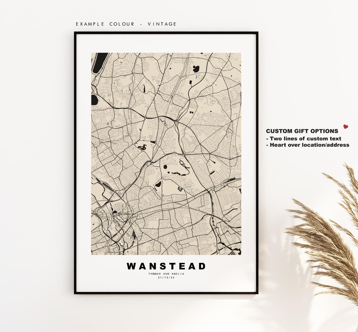 Wanstead Map Print - Minimalist City Map Poster - Map Art - UK - Wanstead Print - Wanstead, London - Different Colours Available