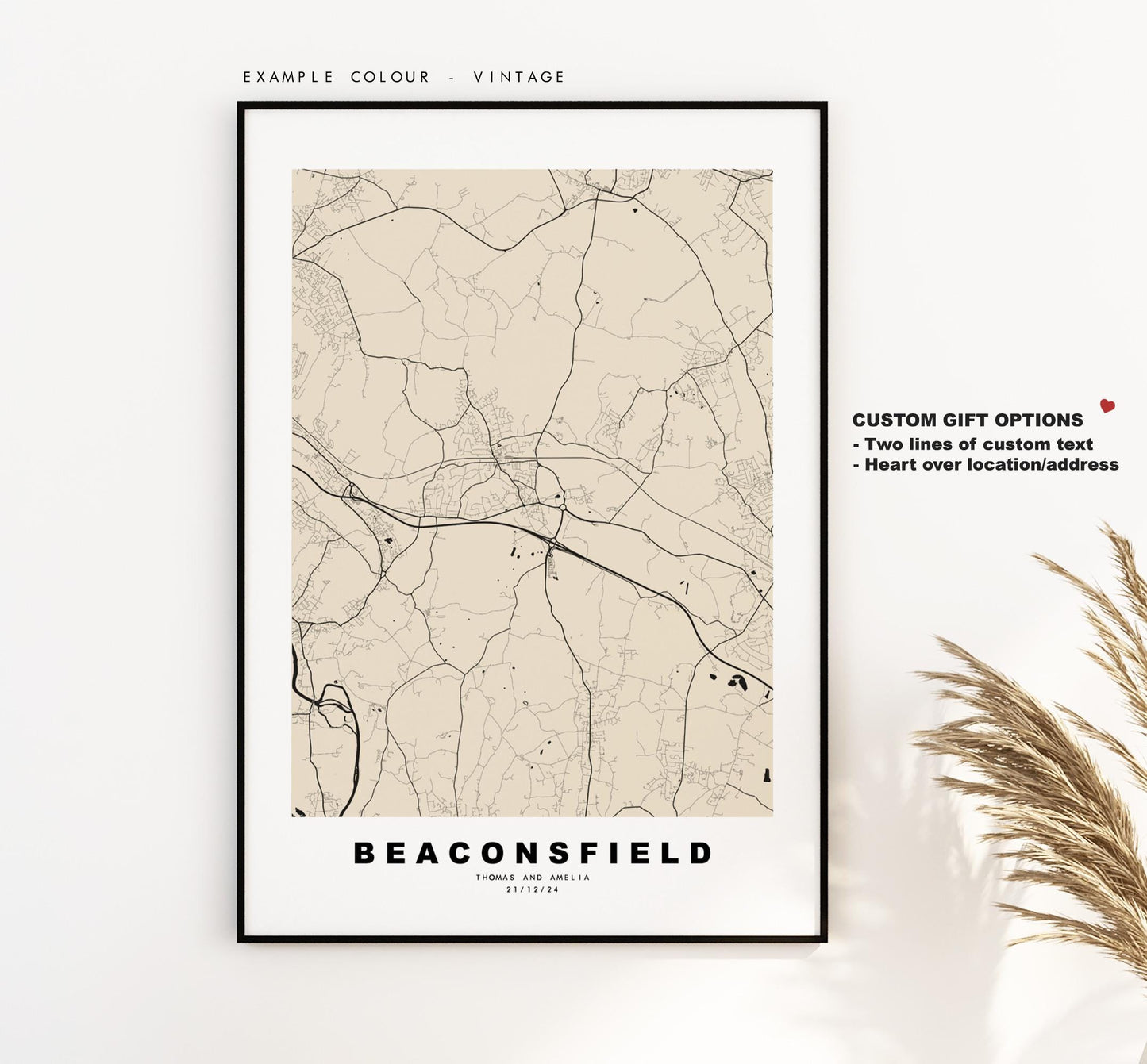 Beaconsfield Map Print - Minimalist City Map Poster - Map Art - UK - Beaconsfield Print -Buckinghamshire - Different Colours Available