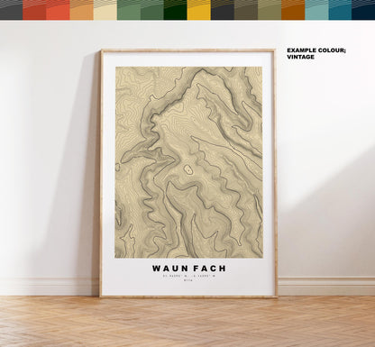 Waun Fach Print - Contour Map - Black Mountains - Wales - Topographic Map - Print - Poster - Wall Art - Waun Fach Poster - Map Print